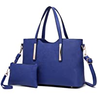  - Miss Lulu Bolsas de Señoras Moda Cuero Pu 2 Piezas Totalizador Bolsos de Hombro para Mujeres (Armada)